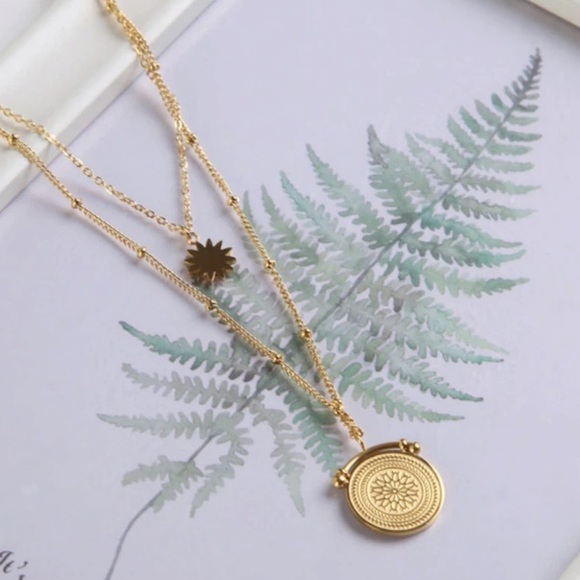 💛18K Gold double round necklace - Picture 5 of 5